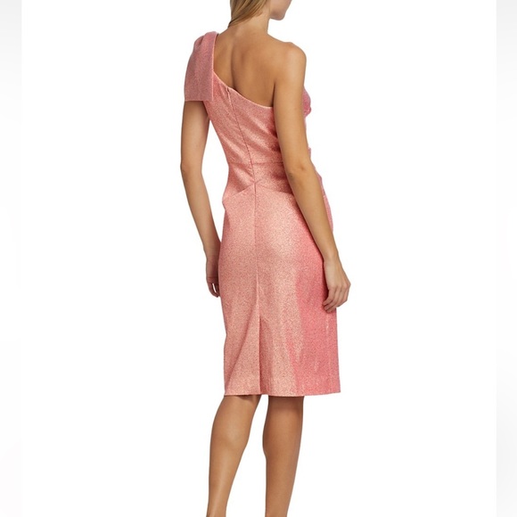 Teri Jon by Rickie Freeman Shimmering One-Shoulder Bow Cocktail Dress - Picture 4 of 8